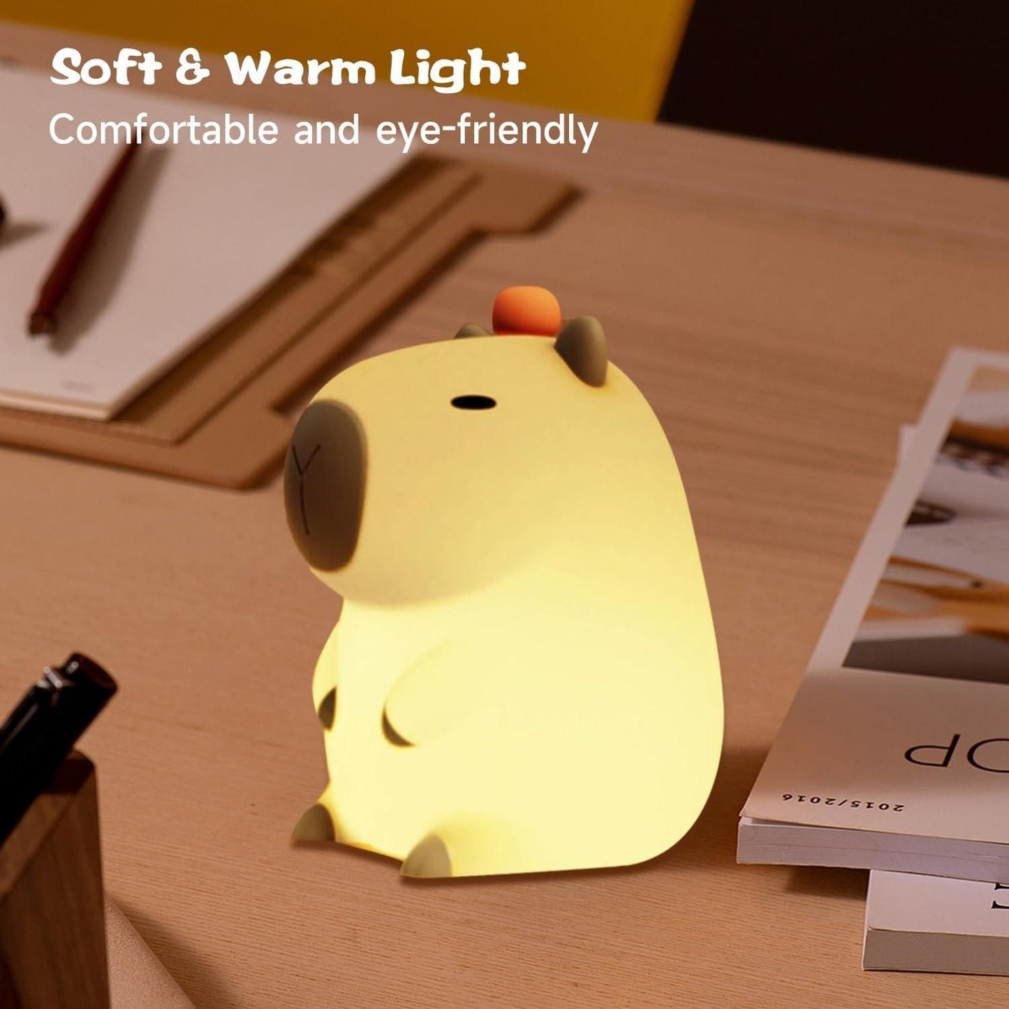 USB Rechargeable Capybara Night Light – Touch Control, Soft Silicone, Cozy Glow